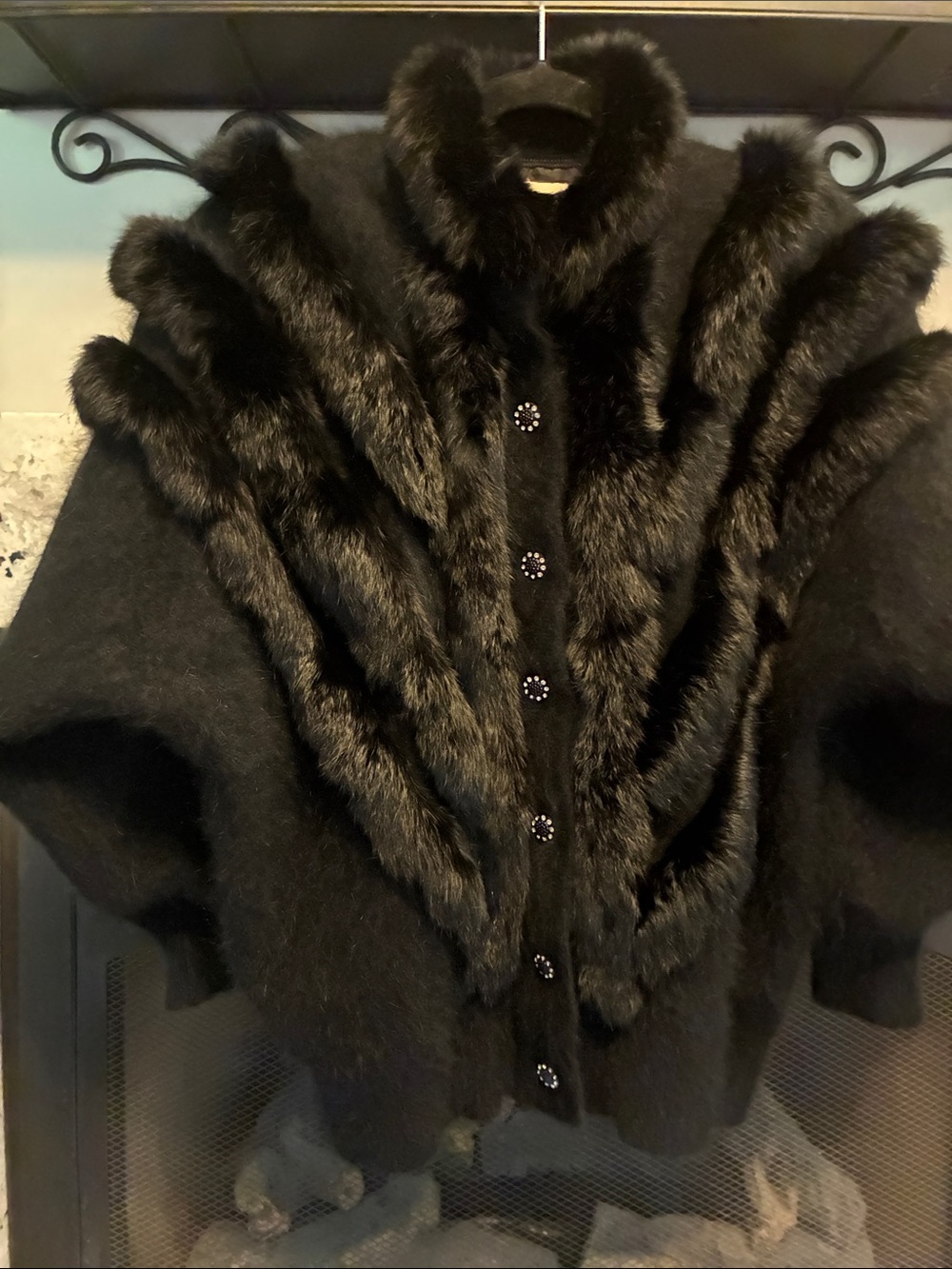 Cache fur and mohair cardigan